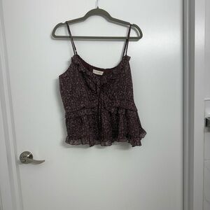 Lucky Brand Purple Metallic Ruffle Shine Chiffon Cami